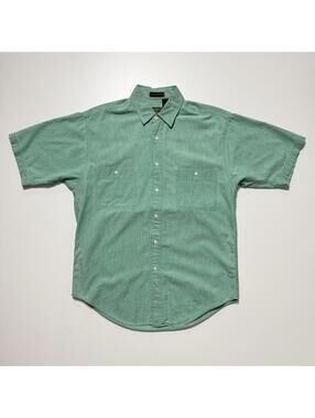 eddie bauer chambray short sleeve buttonup shirt mens medium